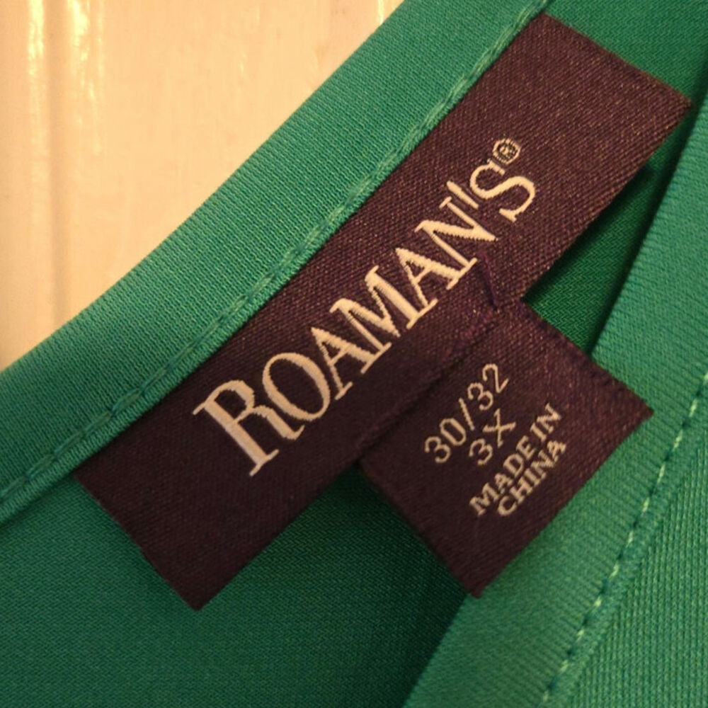 Sz 30/32W ROAMANS Spring Green V-neck and Back Short-sleeved Swing Dress - Picture 3 of 9